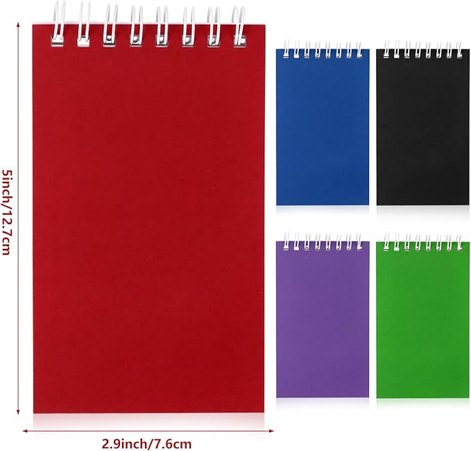Hooqict 10 Pack Small Pocket Notebook Bulk Mini Notebooks Party Favors Small 3x5 Spiral Notepads with Lined Pages, 5 Colored Memo Note Pads for Work, Office, School, 50 Sheets/100 Pages