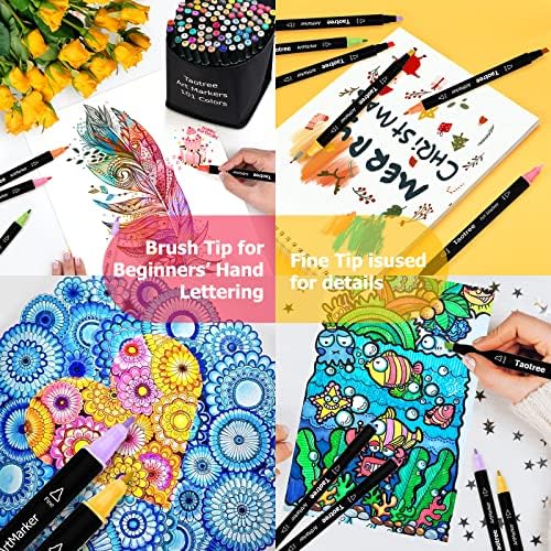 Taotree Alcohol Markers, 101 Colors Dual Tips Art Markers, Chisel & Fine