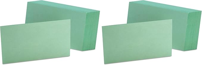 Oxford Blank Color Index Cards, 3" x 5", Green, 100 Per Pack (7320 GRE) (Pack of 2)