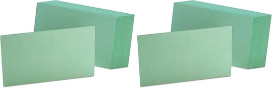 Oxford Blank Color Index Cards, 3" x 5", Green, 100 Per Pack (7320 GRE) (Pack of 2)