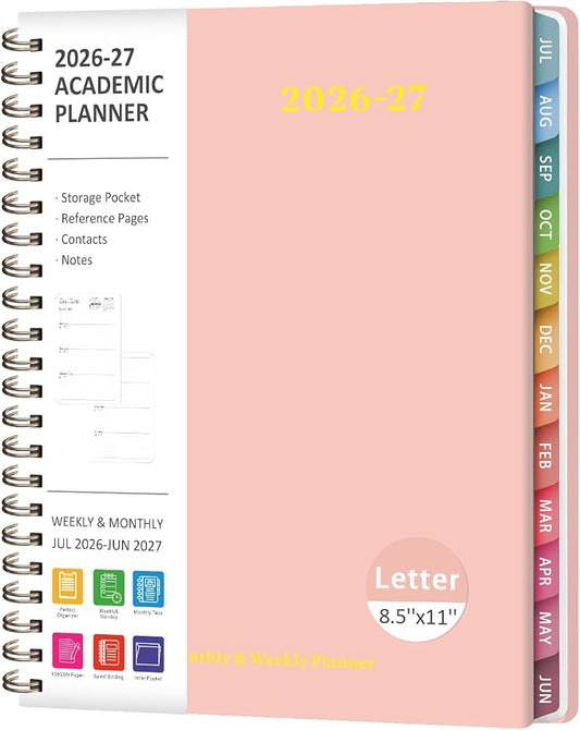 Planner 2026-2027, Weekly and Monthly Academic Year Calendar Planner, July 2026 - June 2027, Daily Agenda Book for Office School Supplies, Letter Size(8.5'' x 11'')