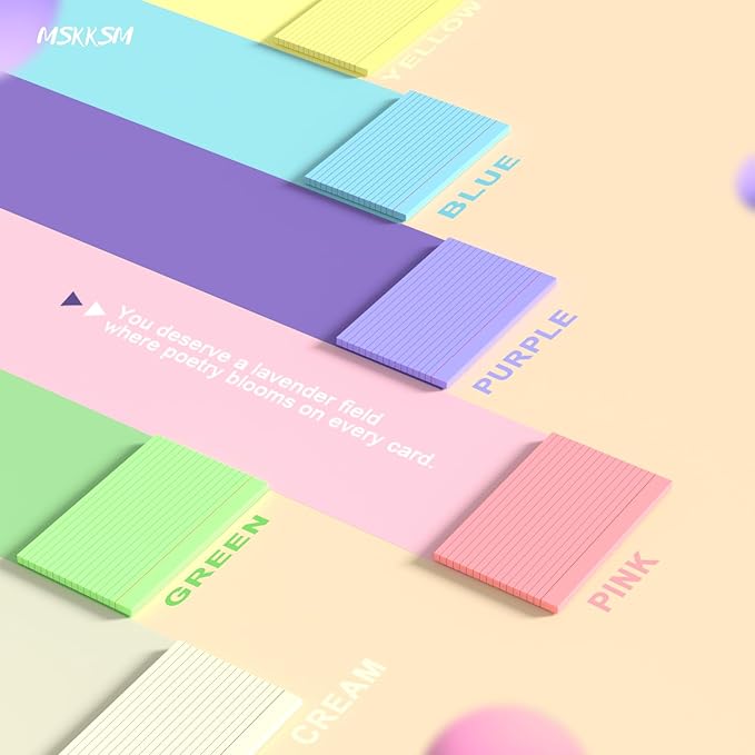 120 Count Index Cards 5x8 Colored Ruled 5 by 8 Index Flash Cards for Studying, Colored Lined Index Note Cards 5 x 8 Cards, Notecards 5x8 Lined Index Cards Ruled 5 x 8" Flashcards, 6 Assorted Colors