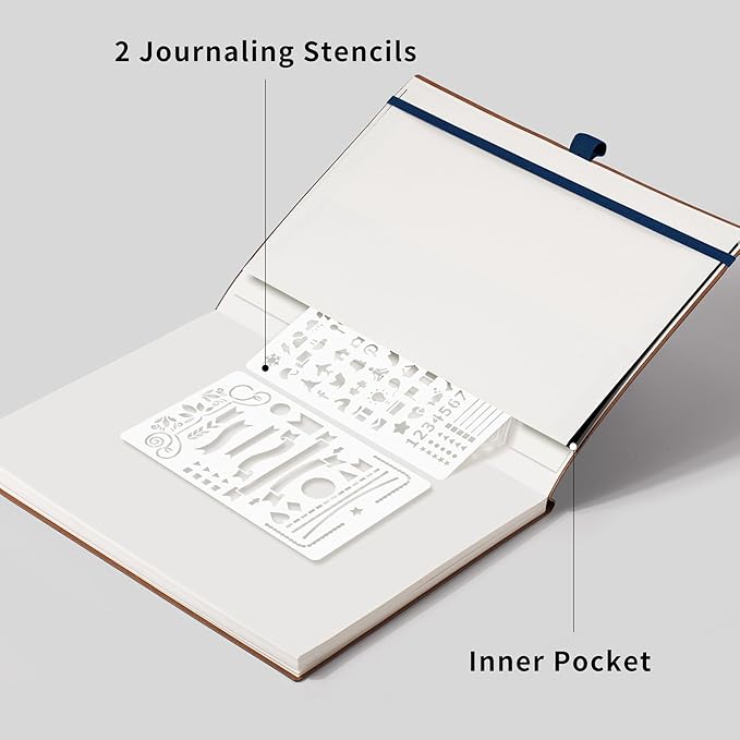 RETTACY Dotted Journal Notebook, 96 Pages, A4 Large Size (8.5'' x 11''), Leather Softcover, 100 GSM Thick Paper, for Journaling, Planning, Tracking (Navy Blue)