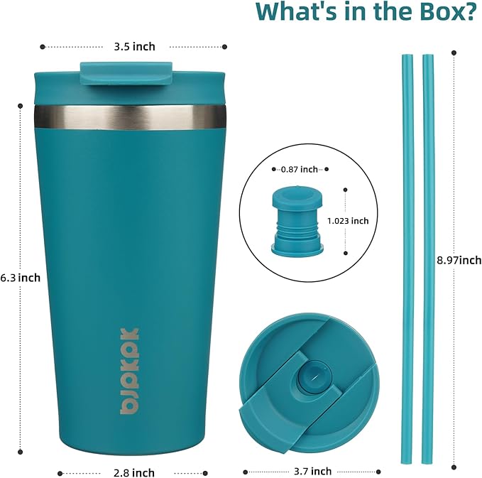 BJPKPK 18oz Tumbler With lid And Straw Stainless Steel Travel Coffee Mug Insulated Tumblers Cups,Laguna