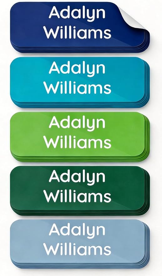 Personalized Daycare Name Label for Kids (200 Labels) Custom Labels for Clothing Tag Waterproof Name Stickers for Clothing Tags, Camp，Lunch Boxes，Bottles, Backpacks and School Supplies