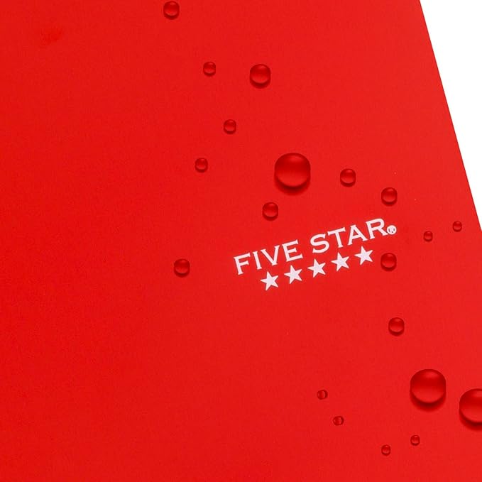 Five Star Spiral Notebook + Study App, 5 Subject, Wide Ruled Paper, Fights Ink Bleed, Water Resistant Cover, 8" x 10-1/2", 200 Sheets, Fire Red (72041) (Pack of 2)