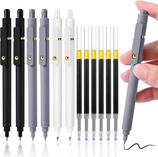 Gel Pens, 6 Pack 0.5mm Fine Point Pen Black Ink with 6 Refills, Quick Dry & No Smear, Smooth Writing Pens for Journaling, Back to School Supplies Office Desk Accessories Gifts for Nurse Women