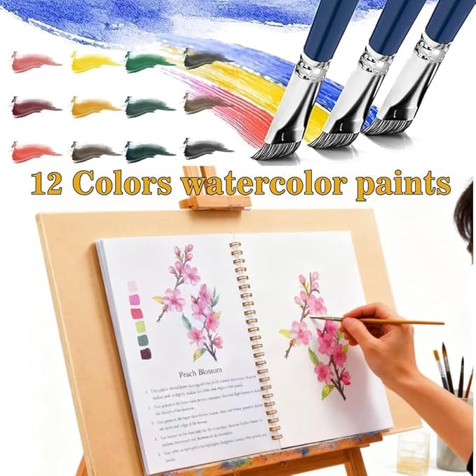 Baeleega Watercolor Workbooks Coloring Book Beginner Friendly Painting Kit Easy Nature Scenes Paint Set Art Crafts for Creative Exploration Gift for Adults Teens