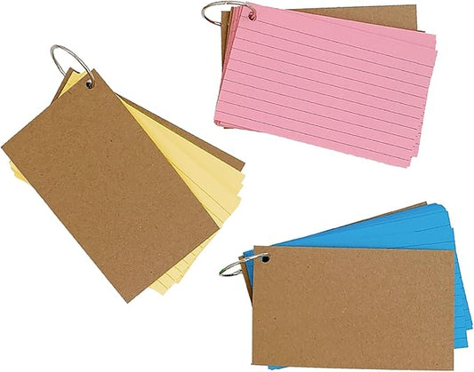 150pcs Colored Index Cards 3x5 Inches Flash Cards with Ring Lined Ruled Study Card for Learning, Studying Memory Office College Recipe Game Cards (3 color B-150pcs)