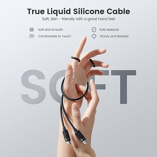 toocki USB C Cable [2Pack,3.3ft] 60W Fast Charging Type C Silicone Flow Cord Compatible with iPhone 17 16 15 Pro Plus Pro Max Air, iPad Pro, Samsung Galaxy S25, Switch, MacBook Air, Pixel (Black)