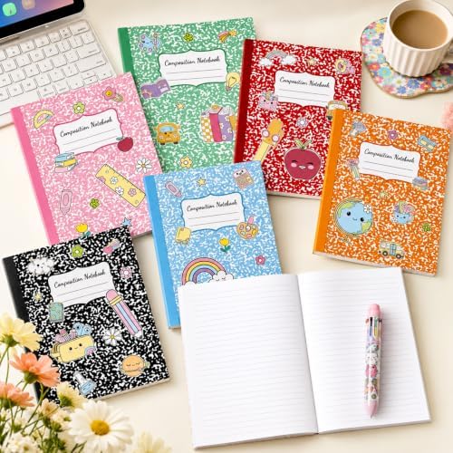 8 Pack Colorful Marble Composition Notebooks College Ruled 9-3/4 x 7-1/2''