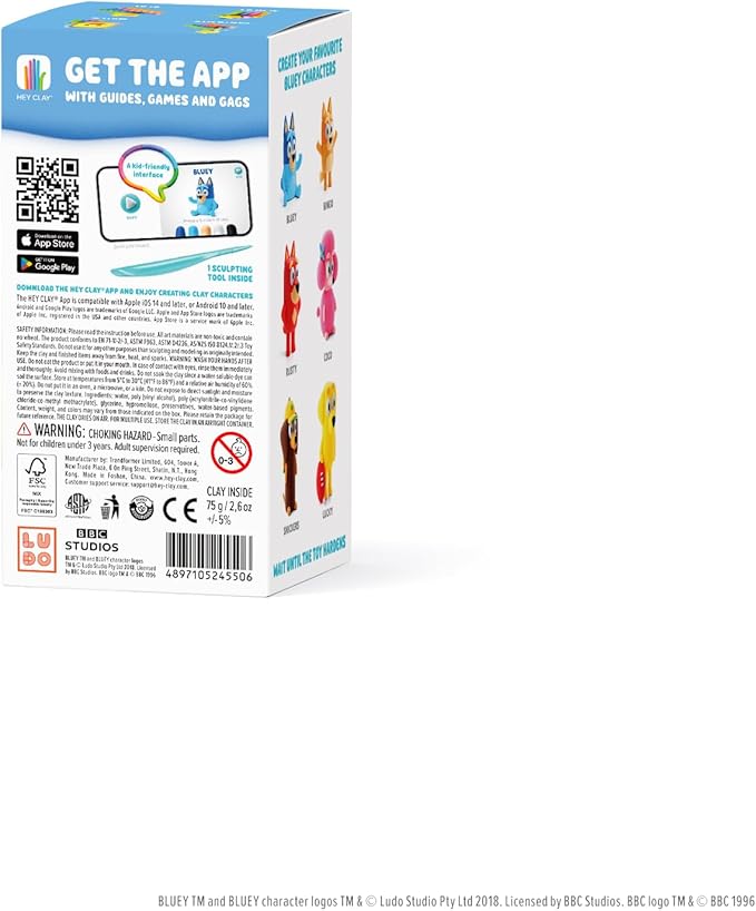 HEY CLAY Bluey & Friends - Air-Drying Clay for Kids - Arts and Crafts Creative Modeling Clay Kit Children Ages 4-8 (Bluey)