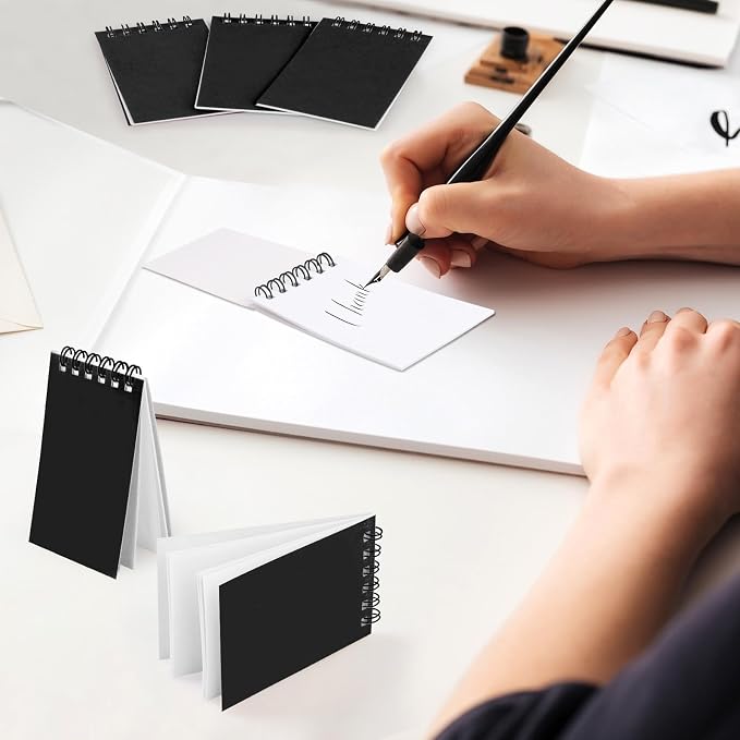 12 Pack Mini Pocket Notebooks Black Mini Spiral Notebooks with Lined Pages