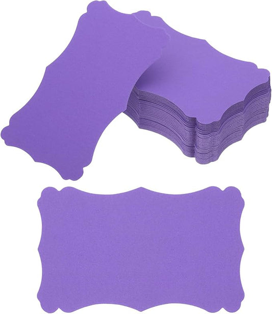 PATIKIL 3"x5" Blank Paper Business Cards, 120 Pack Small Index Flash Cards Words Message Note Card Mini Paper Tags Lace for DIY Gift, Purple