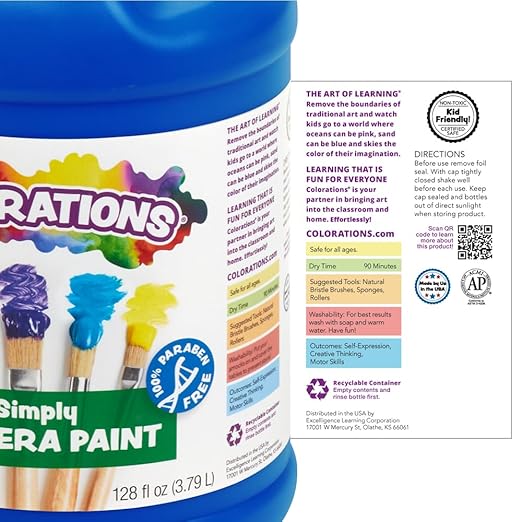 Colorations Simply Washable Tempera Paint Gallon - 6 Colors