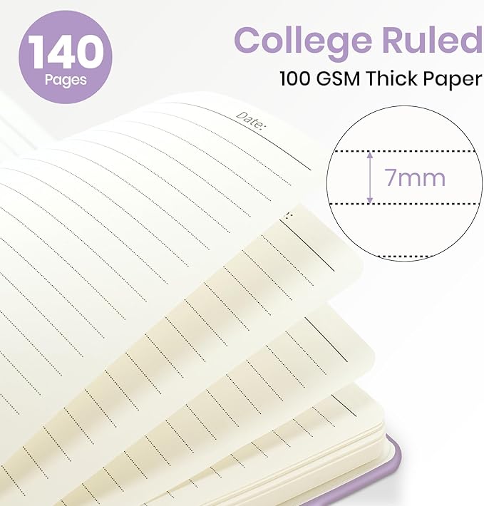 ZOTIA Lined Spiral Journal Notebook for Women, A5 College Ruled Journals for Writing, Hardcover Notebooks for Work, Note taking and Office School Supplies,140 Pages - Lilac Purple