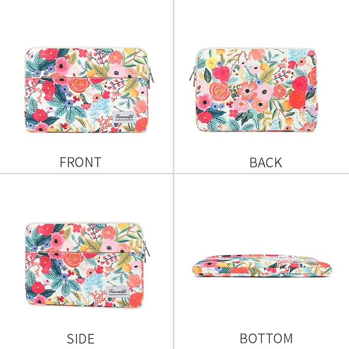 Canvaslife Garden Rose Waterproof Pattern 13 inch Canvas Laptop Sleeve with Pocket 13 inch 13.3 inch Laptop 13 case13 Sleeve