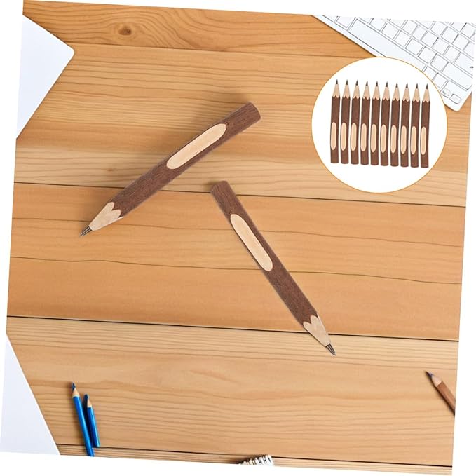 SEWACC Natural Wood Ballpoint Pens Set of 10 13cm Biodegradable Tree Bark Texture Writing Pens for Home and Office Multi-function Daily Accessories