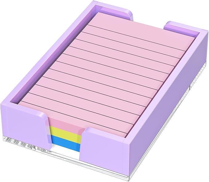 WINFFOR Acrylic Notepad Holder Dispenser - 4x6 in Sticky Note Memo Holder Self-Stick Note Pad Organizer (W/O Pads) Office Desk Accessories School Supplies, Purple