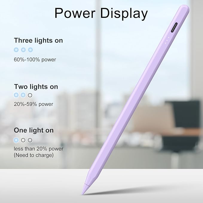 Stylus Pen for iPad, 13 mins Fast Charge for Apple iPad Pencil with Palm Rejection, Compatible with 2018-2024 iPad Air 3/4/5/6, iPad mini 5/6, iPad 6/7/8/9/10, iPad Pro 11"/12.9"/13" (Purple)