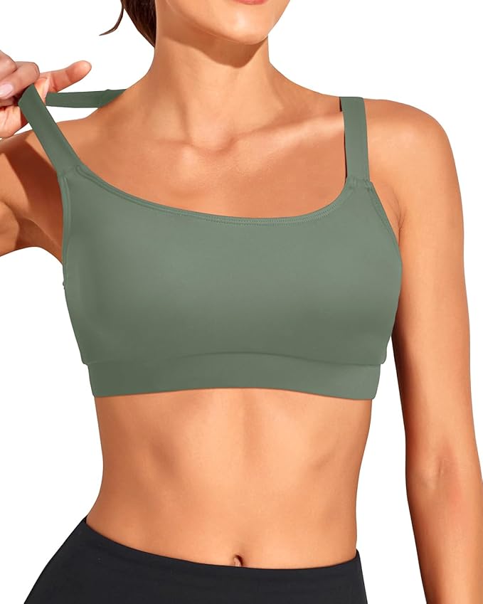 Tempt Me Women Sports Bra Bikini Tops Scoop Neck Bathing Suits Top Padded Swim Crop Tops Only