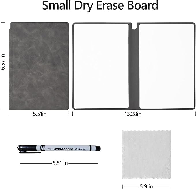 Portable Dry Erase Board,Portable White Board,Small Dry Erase Board,Foldable,Erasable,Repeatable,9.5 * 6.6 inches,for Office,Home,School,Study,Meeting(Black)