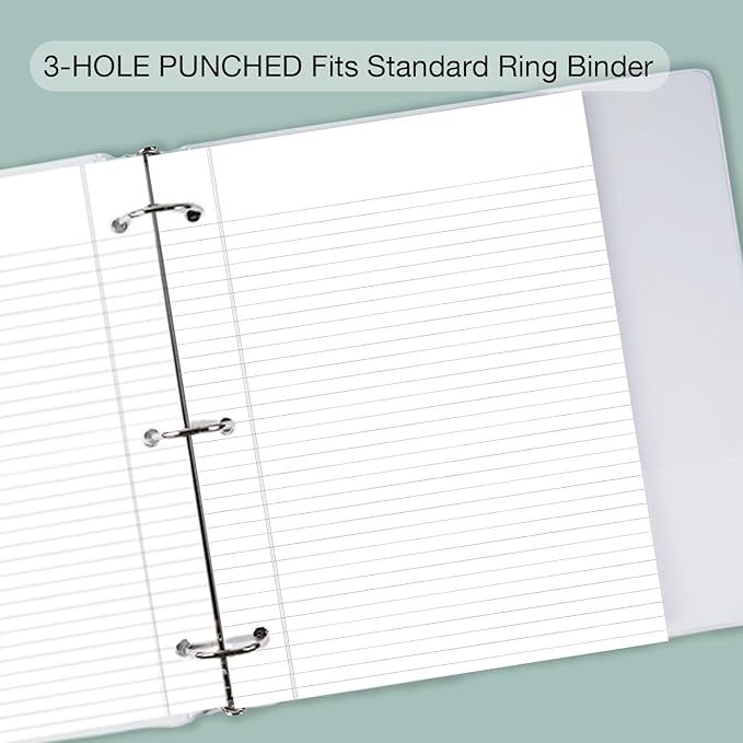 POPRUN Loose Leaf Paper, 8.5" x11" Wide Ruled Paper, 3 Hole Punched Wide Ruled Notebook Paper for Binder, Office School Supplies, AA Grade Bulk Lined Filler Sheets 3 Pack (300 Sheets)