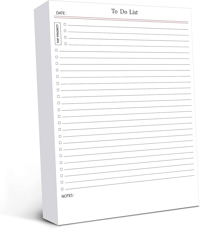 Spakon 300 Sheets Daily to Do List Notepad Notebook Library Card to Do Planner Checklist Memo Writing Pad Schedule Reminder Office Homework Planner for Task, 6" x 8(Classic,White)