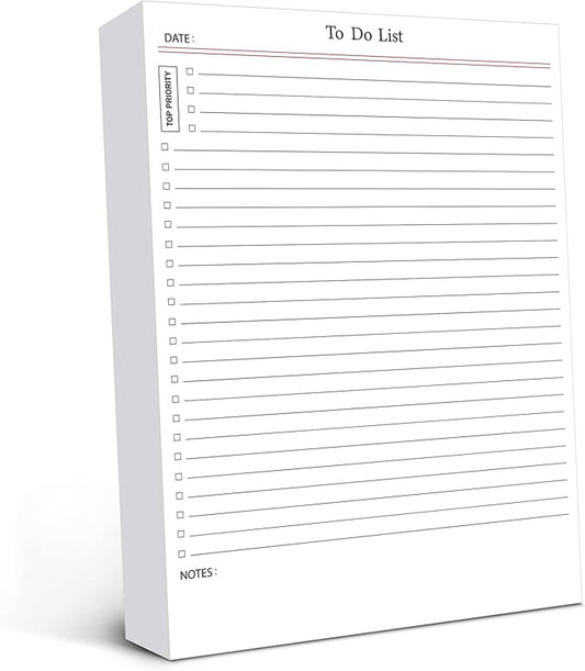 Spakon 300 Sheets Daily to Do List Notepad Notebook Library Card to Do Planner Checklist Memo Writing Pad Schedule Reminder Office Homework Planner for Task, 6" x 8(Classic,White)