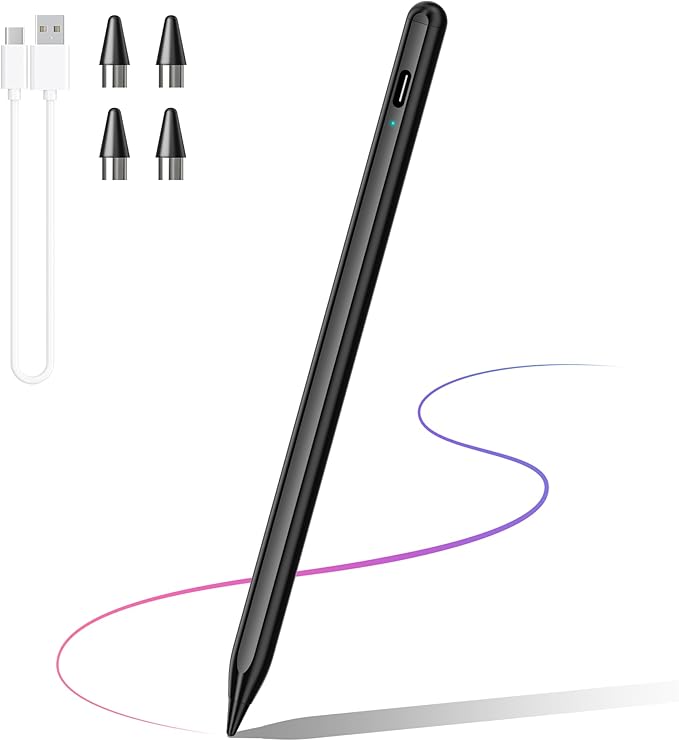 Stylus Pen for Touchscreen, Compatible with iPhone/iPad/Samsung Galaxy Tab A9+ & Android & iOS Phones Tablets, Rechargeable Stylist Pencil High Sensitivity Precision for Drawing Writing, Fast Charge