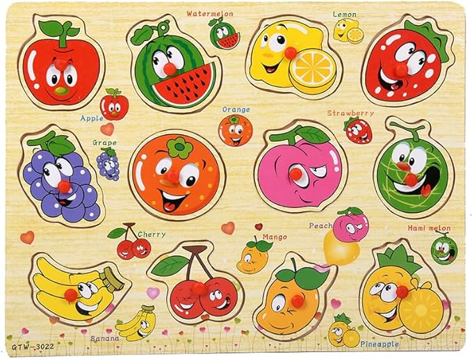 5-Pack | Alphabet, Numbers, Shapes, Vehicles & Fruits Wooden Puzzles for Toddlers 3-5 Years Old – ABC, 1-20, Shape, Vehicle & Fruit Learning Toy with Puzzle Board & Blocks, Educational Toy Gift