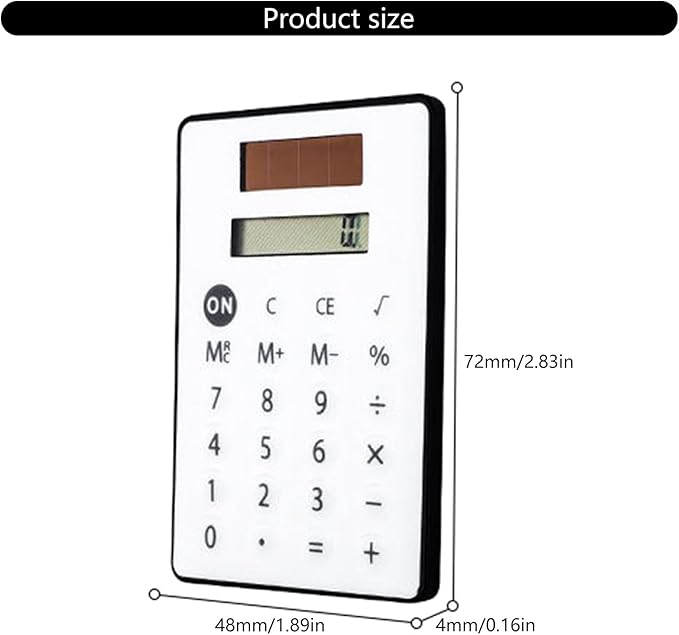 Solar Powered Pocket Calculators Lightweight with High Sensitivity Buttons and Simple Math Functions