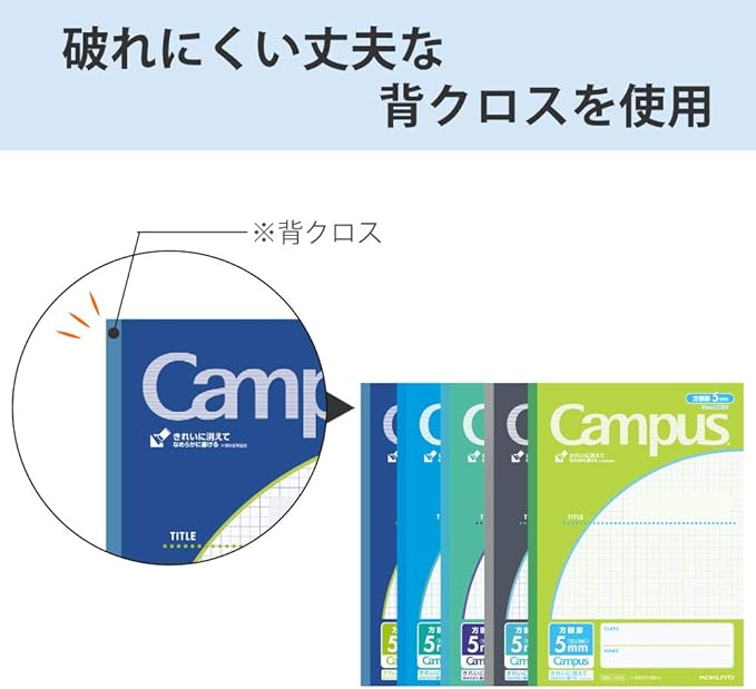 KOKUYO Campus Notebook, Easy Erasing, Semi-B5, 5mm(0.2in) Grid Ruled, 0.4 inch (10 mm) Solid Line, 30 Sheets, Pack of 5, Blue Colors, Japan Import (NO-30S10-5X5B)