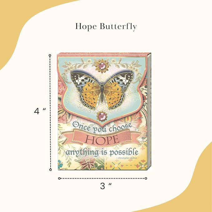 Punch Studio Flip-Top Pocket Notepad 3" x 4", For Daily Notes or Notes on-the-go, 75 Illustrated Sheets with Gold Foil Accents, Gems & a Magnetic Closure - Hope Butterfly (59633)