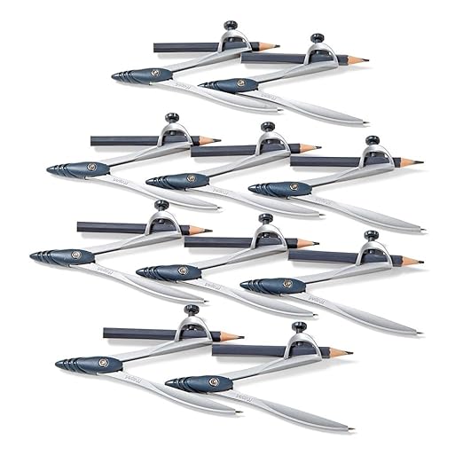 hand2mind Student Math Geometry Compass, Silver, Precision Tool for Geometry, Math, Drafting (Pack of 10)