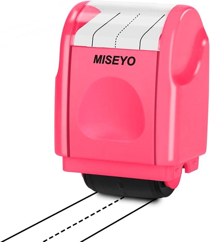 Miseyo Dashed Handwriting Lines Practice Roller Stamp,Self-Inking Line Rolling Stamps for Kids Writing - Peach