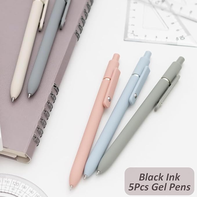 ACEES Gel Pens, 5Pcs 0.5mm Fine Point Pens With Smooth Writing, Quick Dry Aesthetic Pens For Journaling, Ballpoint for Office Writing Supplies, Gifts for Women and Men (Morandi)