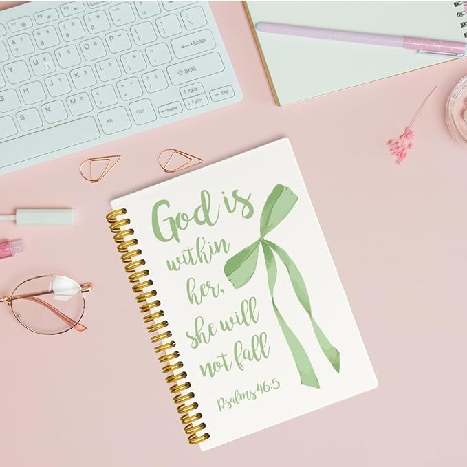 JKMBN Sage Green Christian Notebook for Women, Bible Study Spiral Journal