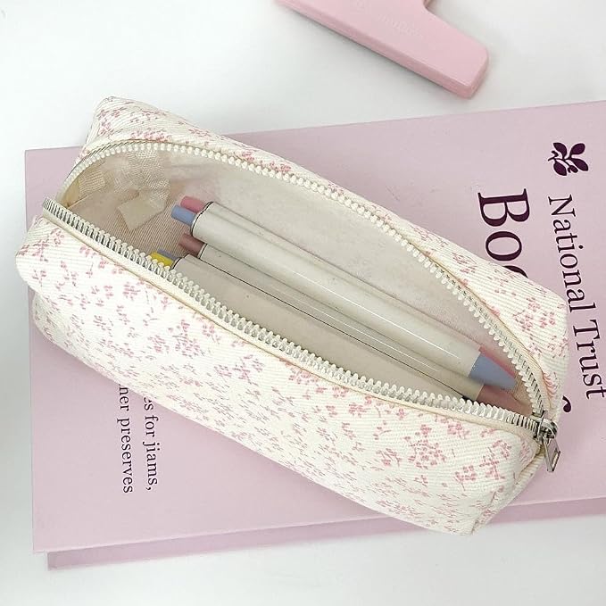 Pencil Case, Pencil Pouch for Women, Pencil Case Small, Pencil Pouch Aesthetic (Pink floral)
