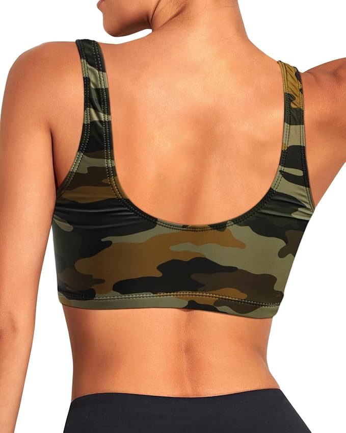 Tempt Me Women Sports Bra Bikini Top Push Up Scoop Neck Bathing Suits Top Padded Swim Crop Tops Only
