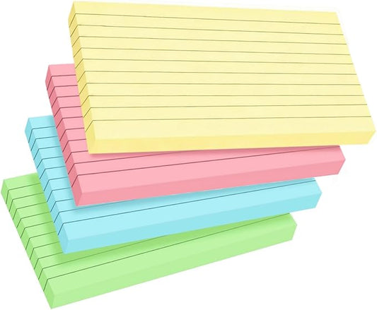 200 Count Colored Index Cards 3x5 Inch Ruled Flashcards Notecards 4 Color (25 Sheets Each),Lined Study Card Portable Note Taking for School Office Home ﻿