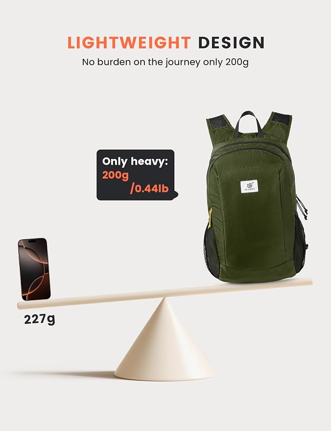SKYSPER Hiking Backpack Ultralight Packable RFID Travel Daypack Small Nylon Stuff Pack 16L Outdoor Bag for Women Men