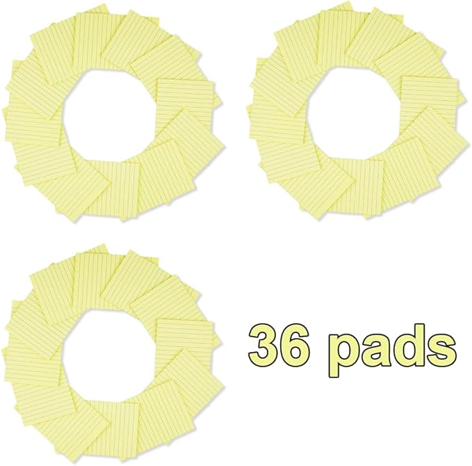 (36 Pack) Lined Sticky Notes 4x6 in,Yellow Large Notepads with Lines,Ruled Stickies Super Sticking Power,Office School Memo Note Pads,Post on Windows Doors,Recyclable,Easy to Write on,Hold Well
