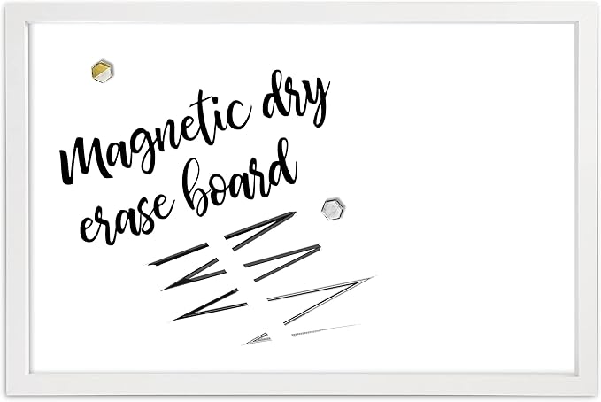 Loddie Doddie Magnetic Dry Erase Board - 24 x 36 in, White Frame - Wall-Mount Whiteboard for Office & Home - Stain-Resistant Magnetic Whiteboard for Wall - Built-in Tray on Marker Board