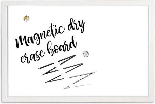 Loddie Doddie Magnetic Dry Erase Board - 24 x 36 in, White Frame - Wall-Mount Whiteboard for Office & Home - Stain-Resistant Magnetic Whiteboard for Wall - Built-in Tray on Marker Board