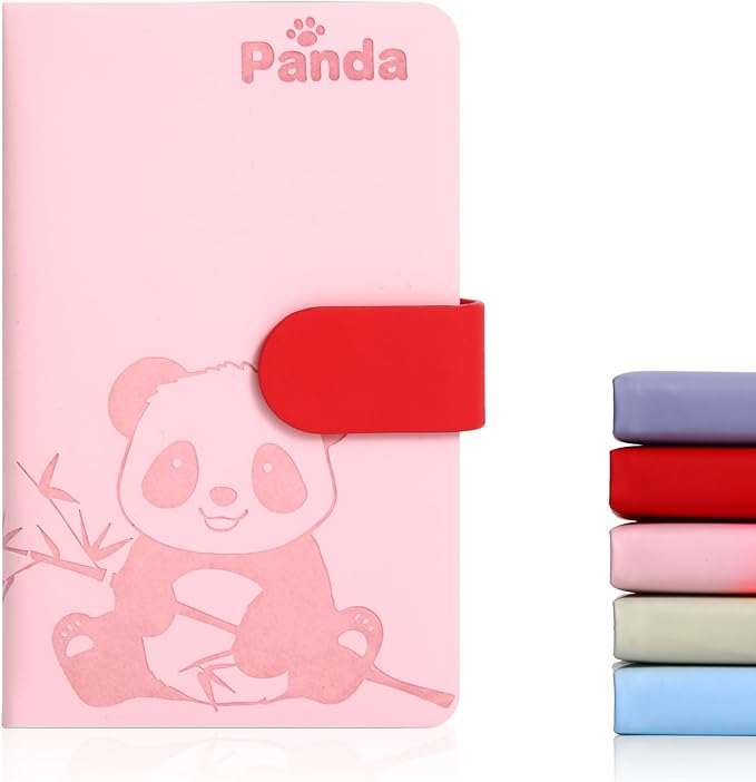 BOBO RABBIT Blank Journal Small Pocket Leather Notebook No Lines for Drawing Plain Sketch Book Cute Cartoon Panda Unlined Journal for Travel Work School, 200 Pages, 3.7"X5.9"