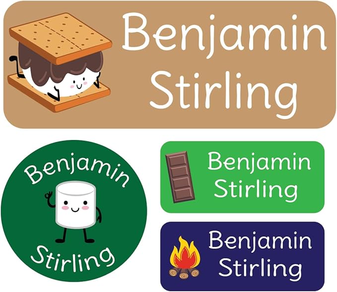 120-ct Personalized Waterproof Name Labels – 3-Line Custom Stick-On Tags for Daycare & Camp – Dishwasher-Safe, Cute Pastel Designs, Pre-Cut