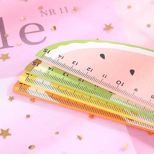 Wooden Rulers for Kids, Wood Measuring Ruler, Student Ruler, Creative Fruit Modeling, for Children, Students, Office Supplies, Teaching Rewards Prizes (20)
