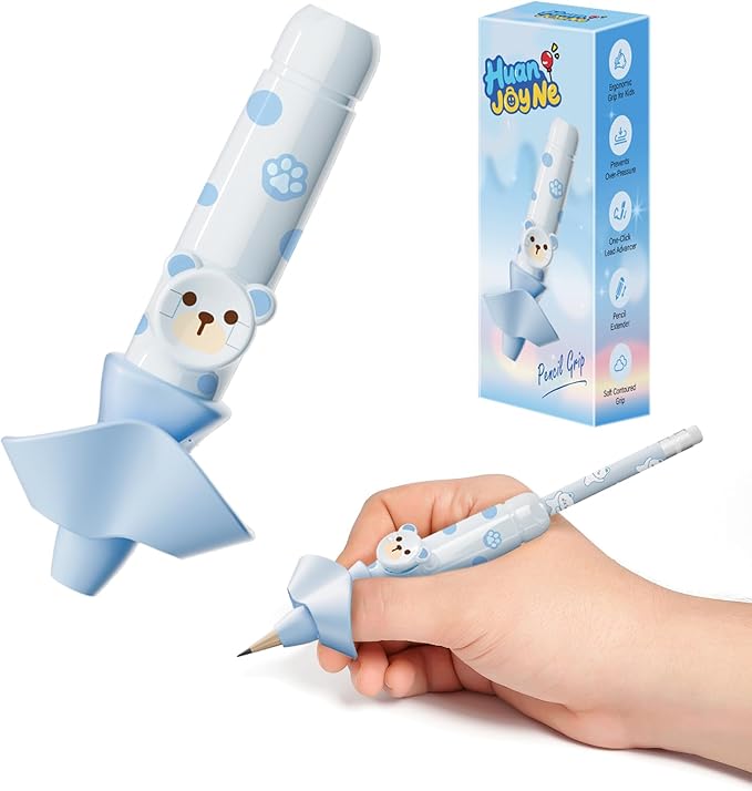 Pencil Grips for Kids Handwriting Smart Pressure‑Controlled Pencil Holder Gripper Posture Correction & Ergonomic Writing Tools Preschool Kindergarten Classroom & Homeschool Supplies (Blue)