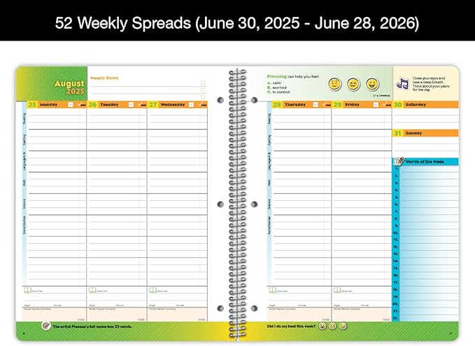 Elementary Student Planner 2025-2026 Academic School Year, Large (8.5" by 11") Matrix Style Datebook with Classic Elementary Matrix Cover